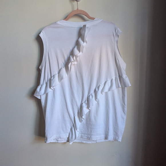 COS White Frilled Cocoon Contemporary Minimalist Office Vest Size Large - Picture 6 of 10